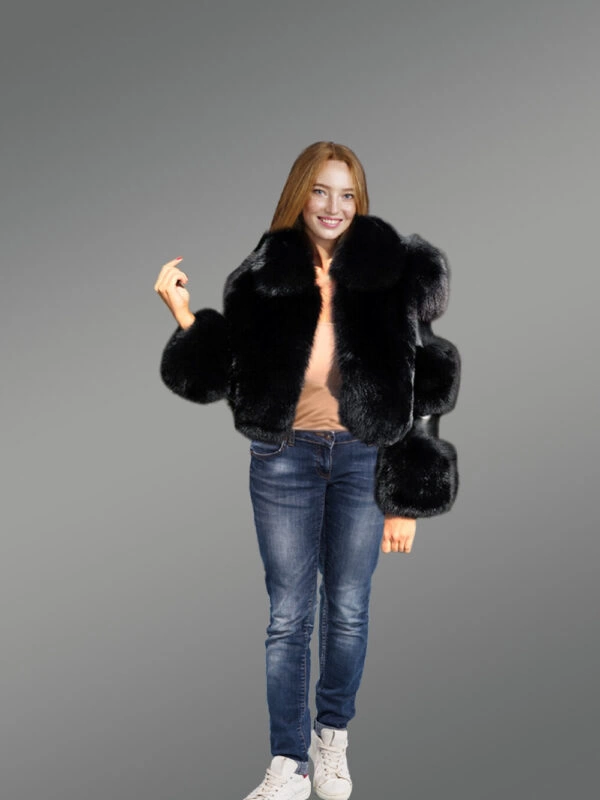 Women’s crop length Fox Fur Coat - Image 3