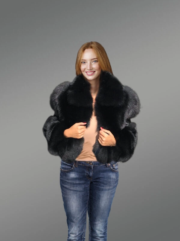 Women’s crop length Fox Fur Coat - Image 2