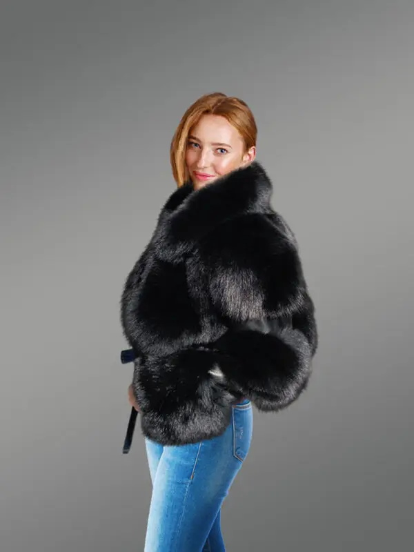 Women’s crop length Fox Fur Coat - Image 5