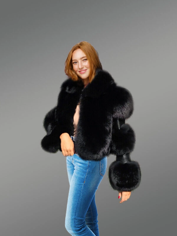 Women’s crop length Fox Fur Coat - Image 4