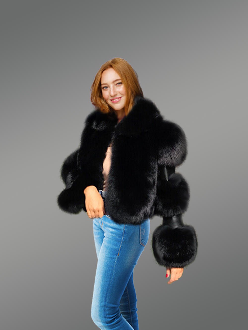 Women’s crop length Fox Fur Coat - Image 4