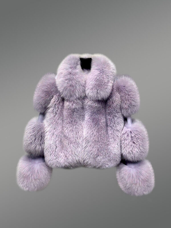 Women’s short length coat in Silver Fox Fur - Image 3