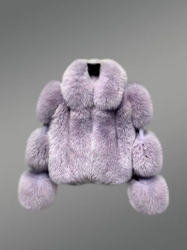 Women’s short length coat in Silver Fox Fur - Image 3