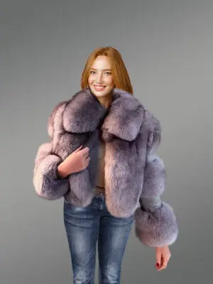 Women’s short length coat in Silver Fox Fur