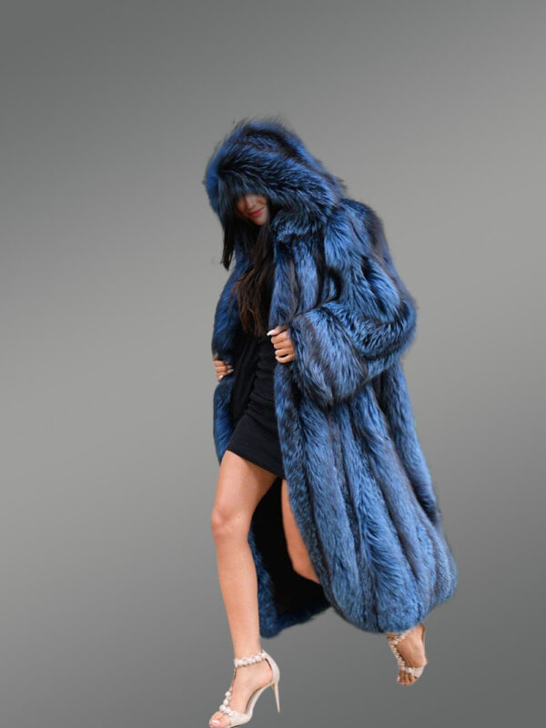 Raccoon Fur Long Overcoat for Women - Image 5