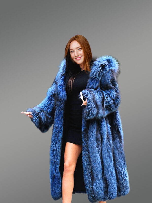 Raccoon Fur Long Overcoat for Women - Image 3