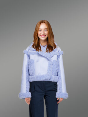 Shearling Double Breast Crop Jacket for Women