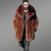 Men’s Full skin Fox Fur Coat in Brown