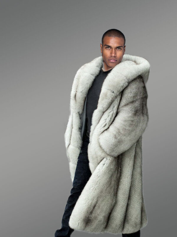Fox Fur Long Coat in White Exudes an Classy Charm - Image 4