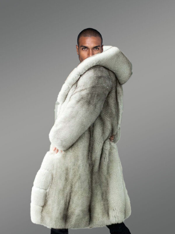 Fox Fur Long Coat in White Exudes an Classy Charm - Image 3