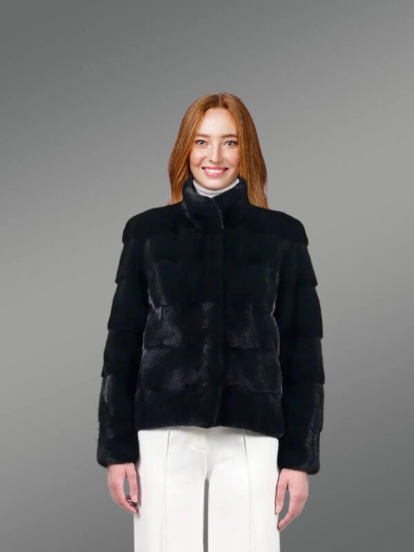 Womens Turtle Neck Mink Coat