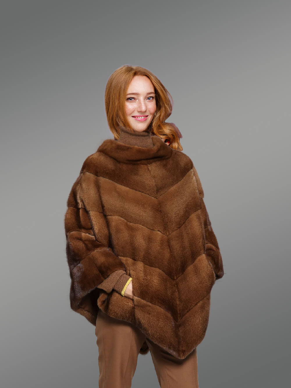 V Shape Mink Poncho