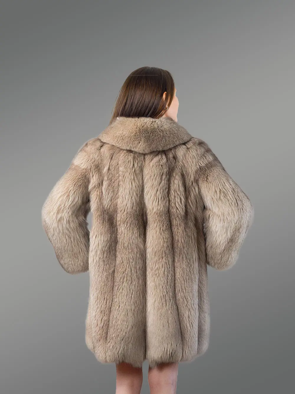 Women’s Dressy Dyed Fox Fur Coat - Image 4