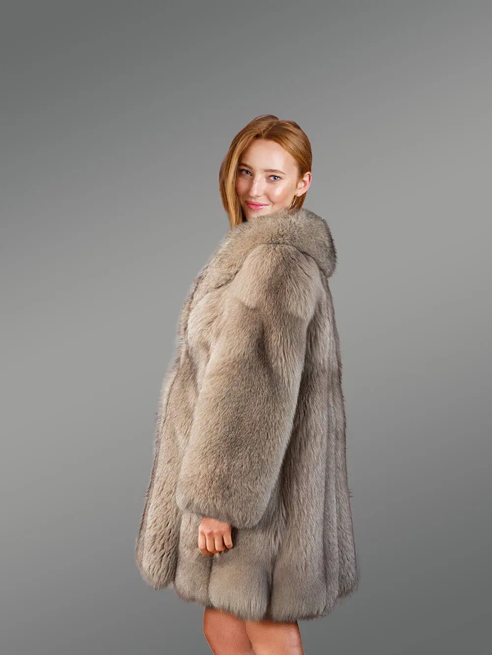 Women’s Dressy Dyed Fox Fur Coat - Image 2