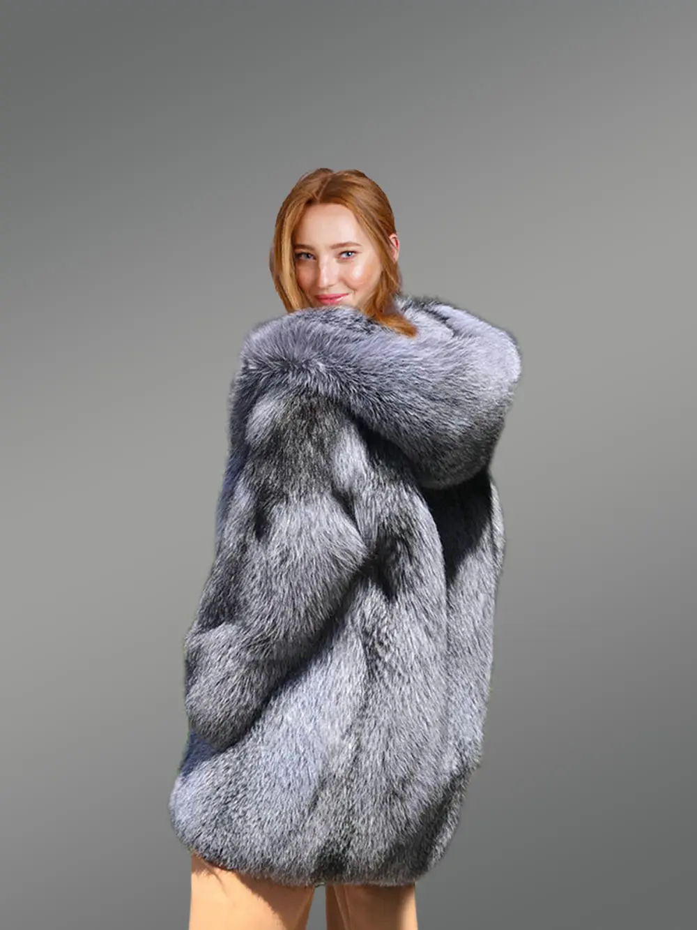 Women’s Dressy Silver Fox Fur Coat - Image 4