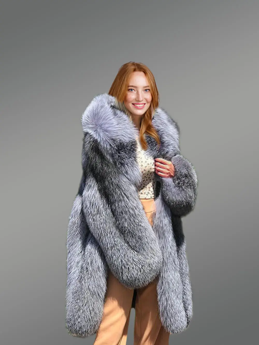 Women’s Dressy Silver Fox Fur Coat - Image 7