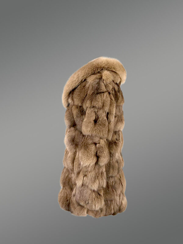 Women’s Mid Length Fox Fur coat with Fox Fur Collar in Brown - Image 6