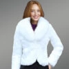 Women’s Rabbit Blazer with Fox Fur Collar Accent