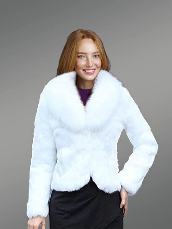 Women’s Rabbit Blazer with Fox Fur Collar Accent