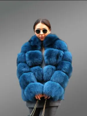 Women’s Super Stylish Super Warm 6 Rows Real Fox Fur Coat