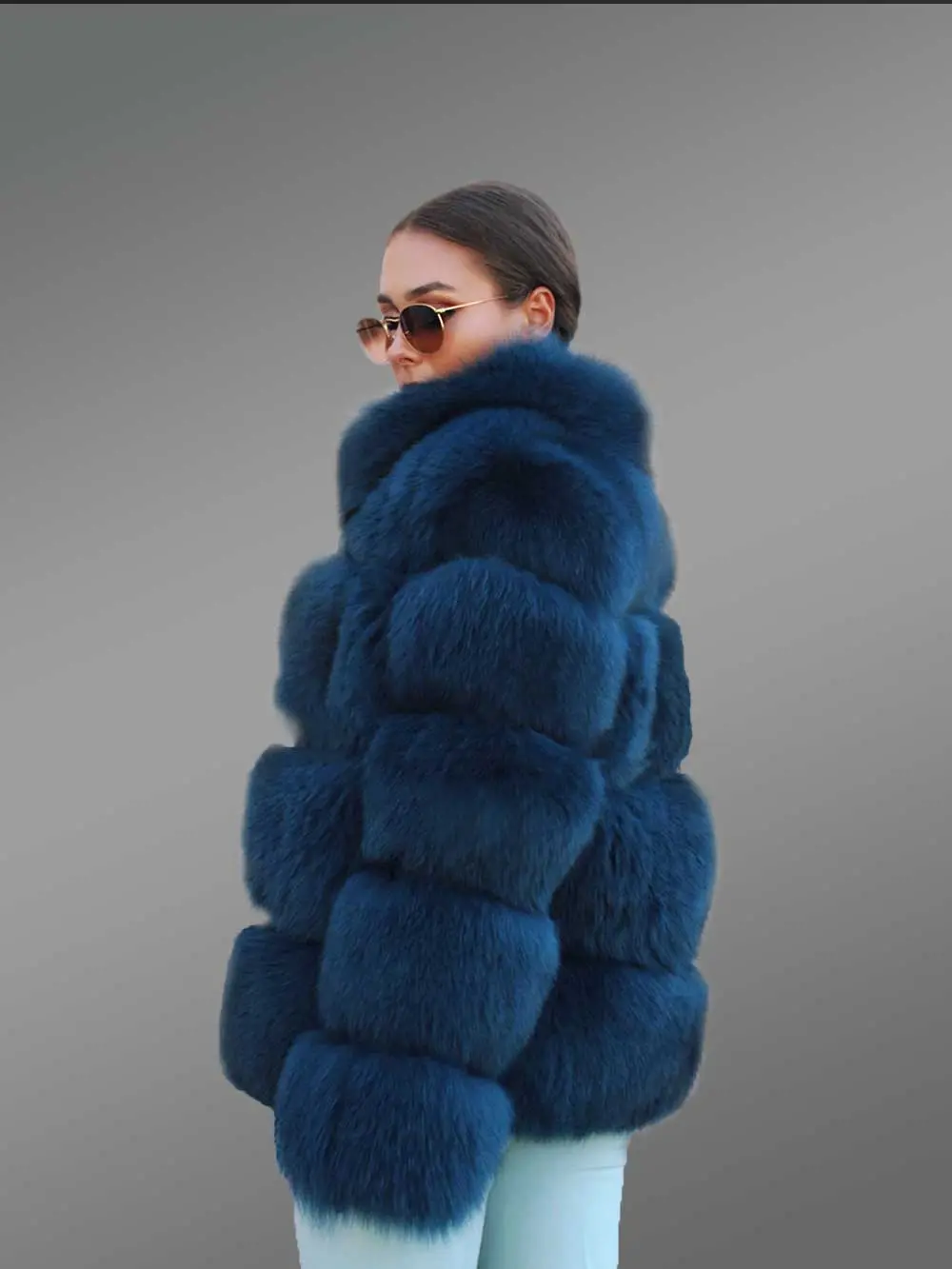 Women’s Super Stylish Super Warm 6 Rows Real Fox Fur Coat - Image 2