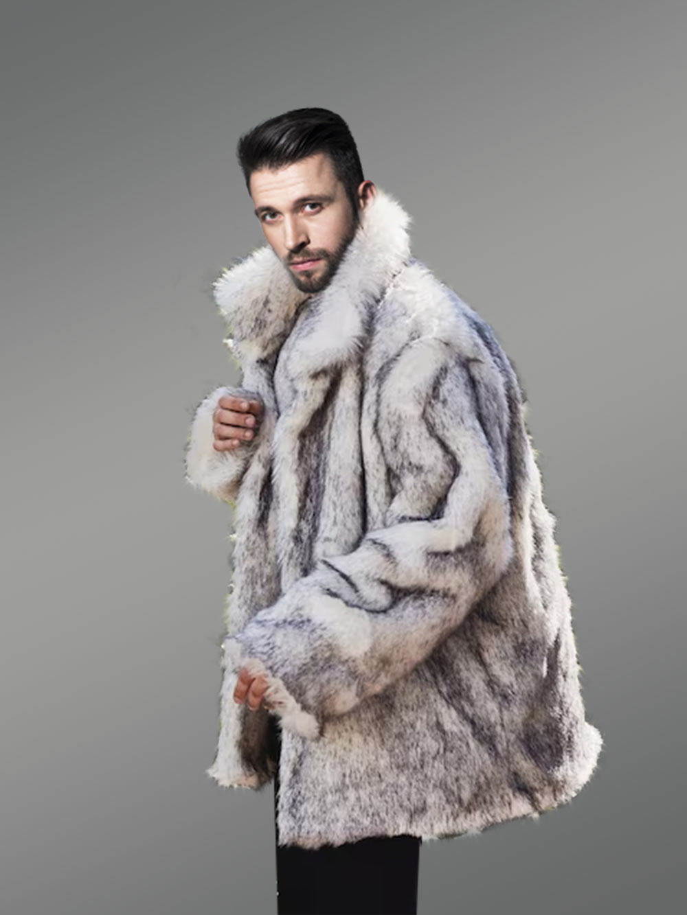 Mens wolf fur jacket