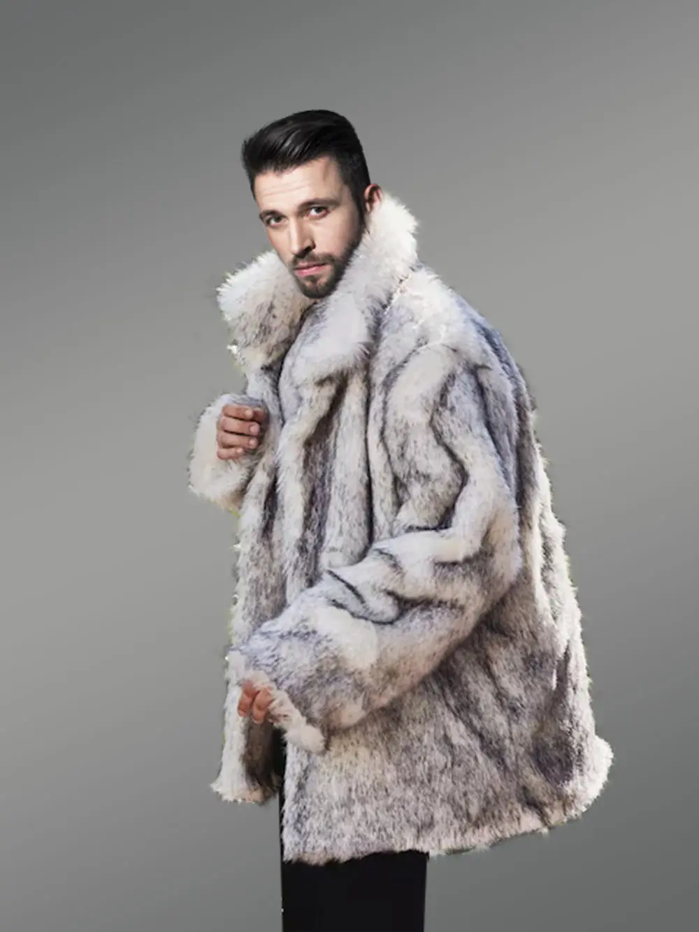 Men’s Wolf Fur Jacket - Image 2