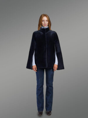 Mouton Finish Sheepskin coat in Navy