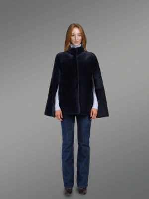 Mouton Finish Sheepskin coat in Navy