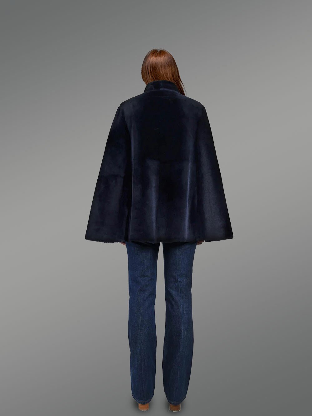 Sheepskin coat in Navy Mouton Finish - Image 5