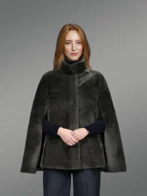 Sheepskin coat in Olive Green Mouton Finish