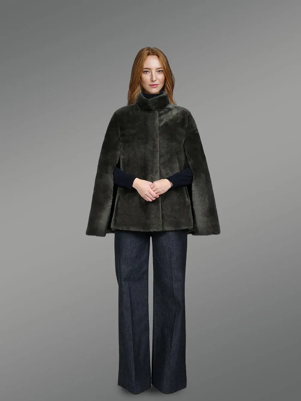 Sheepskin coat in Olive Green Mouton Finish - Image 2