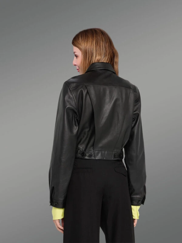 Leather Crop Jacket for Women - Image 5