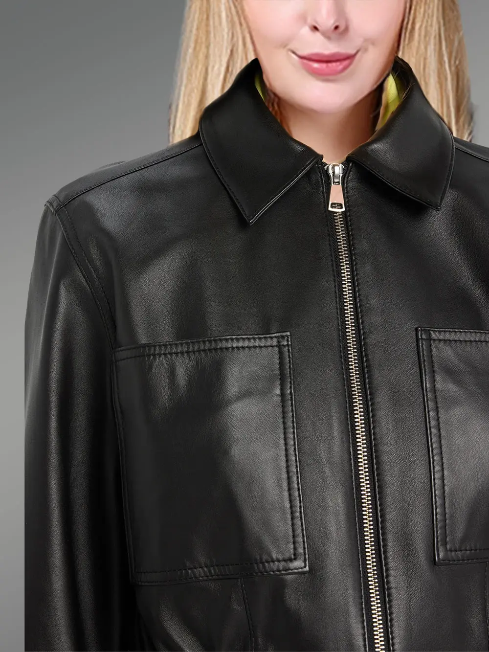 Leather Crop Jacket for Women - Image 3