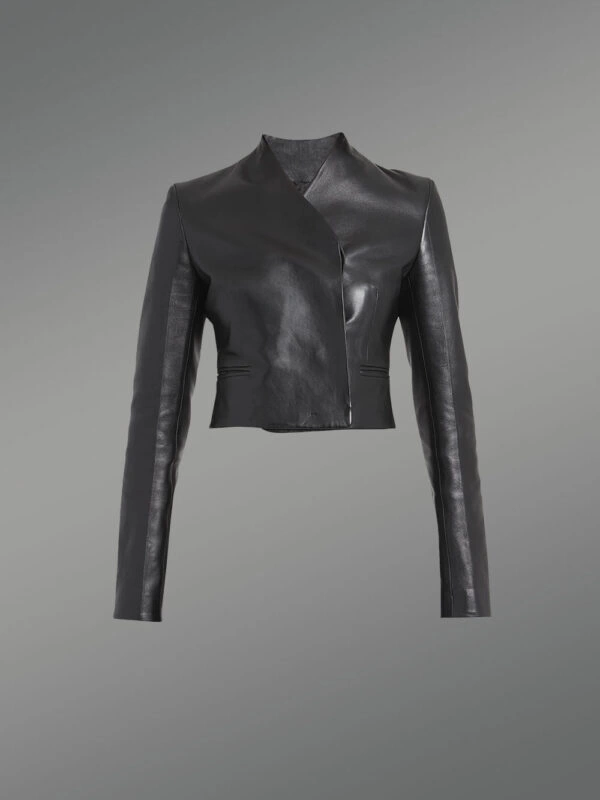 Leather Crop Biker Jacket - Image 3
