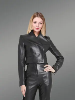 Leather Crop Biker Jacket