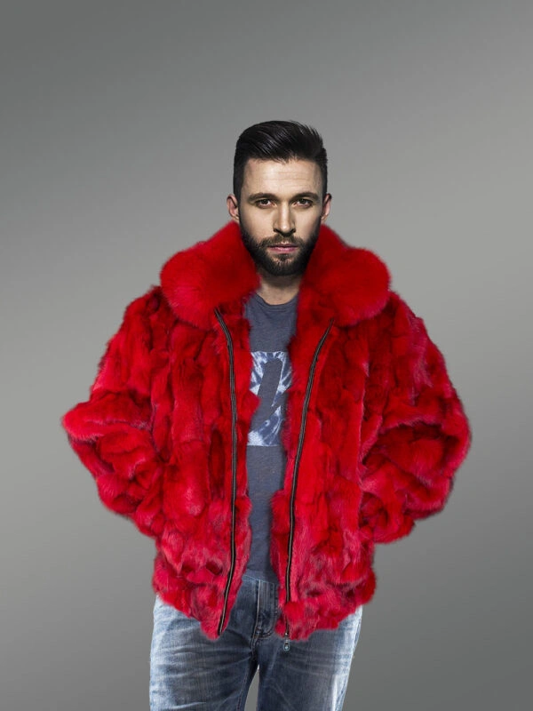 Fox Fur Bomber Jacket for Men - Image 5