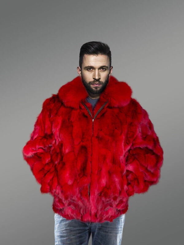 Fox Fur Bomber Jacket for Men - Image 2