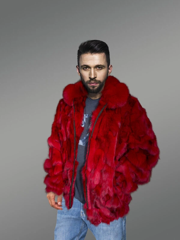 Fox Fur Bomber Jacket for Men - Image 10