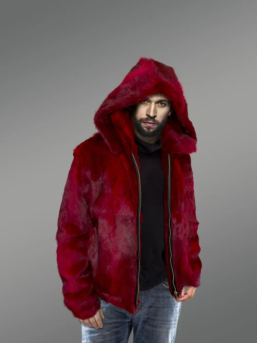 Fox Fur Bomber Jacket for Men - Image 7