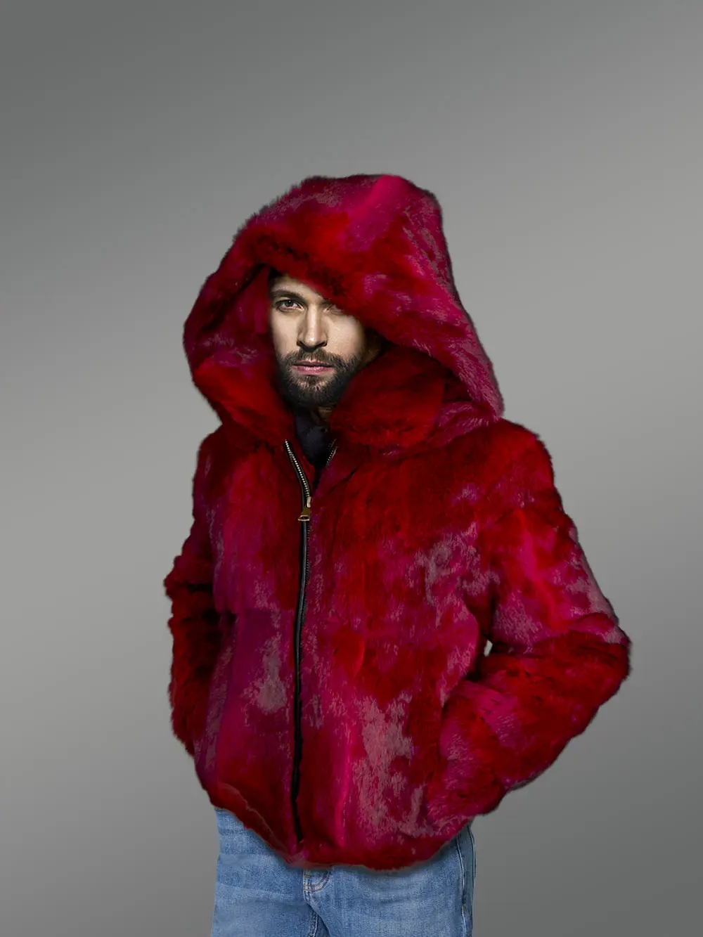 Fox Fur Bomber Jacket for Men - Image 6