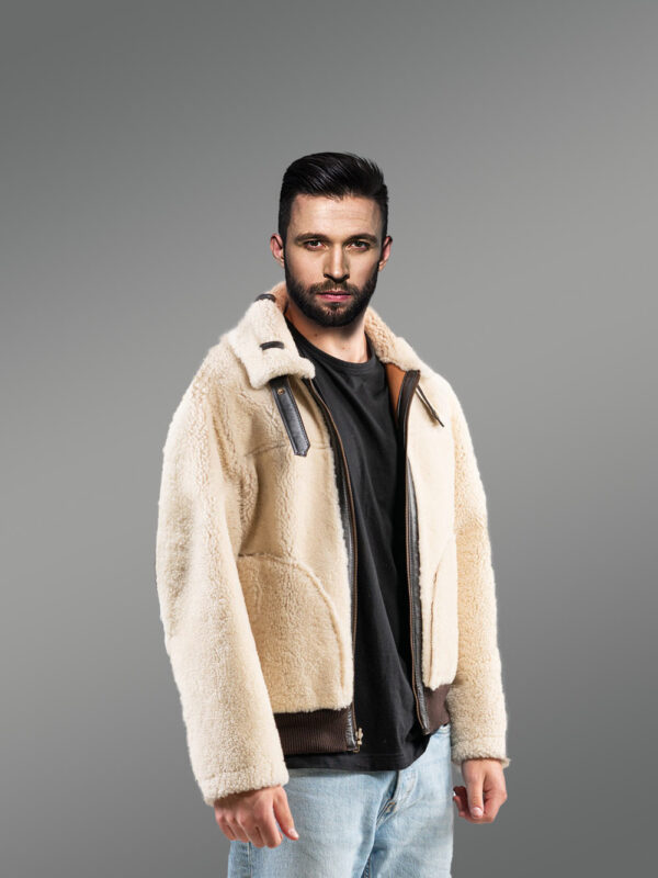 Sheepskin Reversible Jacket in Tan - Image 4