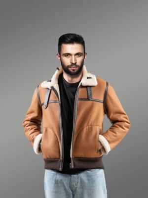 Sheepskin Reversible Jacket in Tan