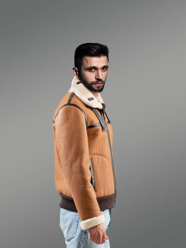 Sheepskin Reversible Jacket in Tan - Image 6