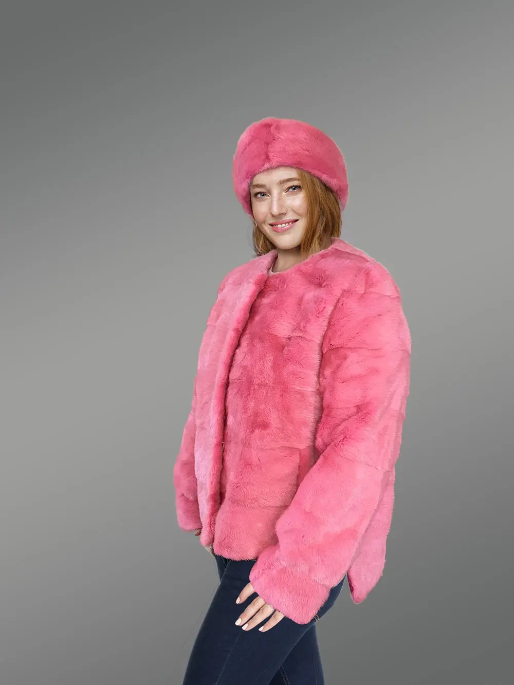 Mink Coat with Matching Mink Headband - Image 2