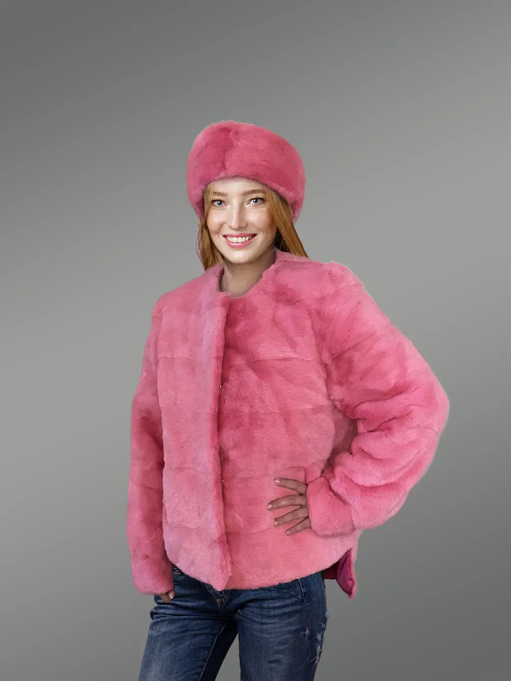 Mink Coat with Matching Mink Headband