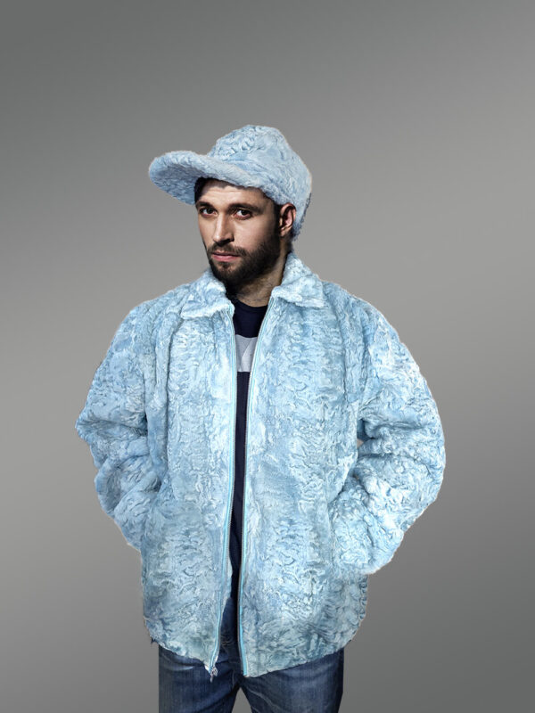 Persian Lamb Bomber Jacket with Hat - Image 5