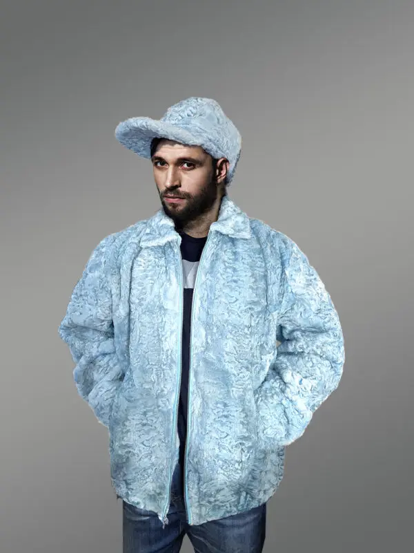 Persian Lamb Bomber Jacket with Hat - Image 5