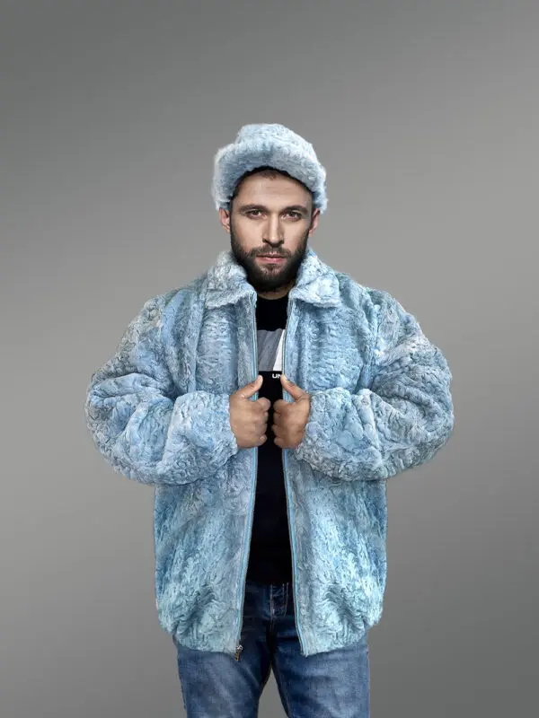 Persian Lamb Bomber Jacket with Hat - Image 4