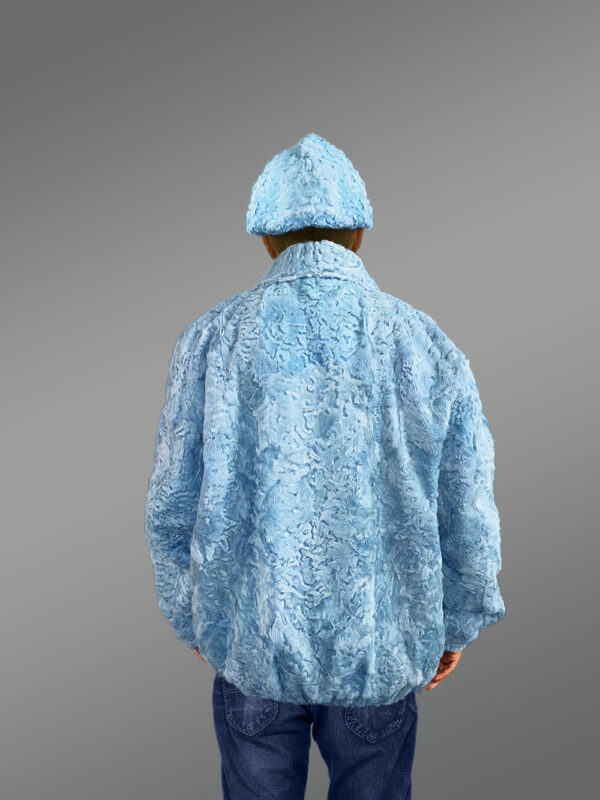 Persian Lamb Bomber Jacket with Hat - Image 6